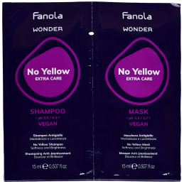 Fanola Wonder No Yellow Shampoo + Mask - zestaw szamponu i maski neutralizujących żółte tony, 2x15ml